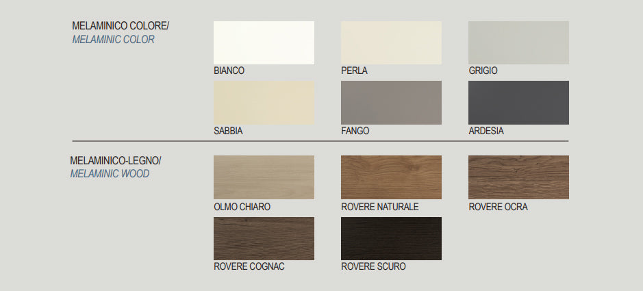 Color swatches for melamine colours and wood melamine