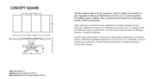 Concept Square table dimensions