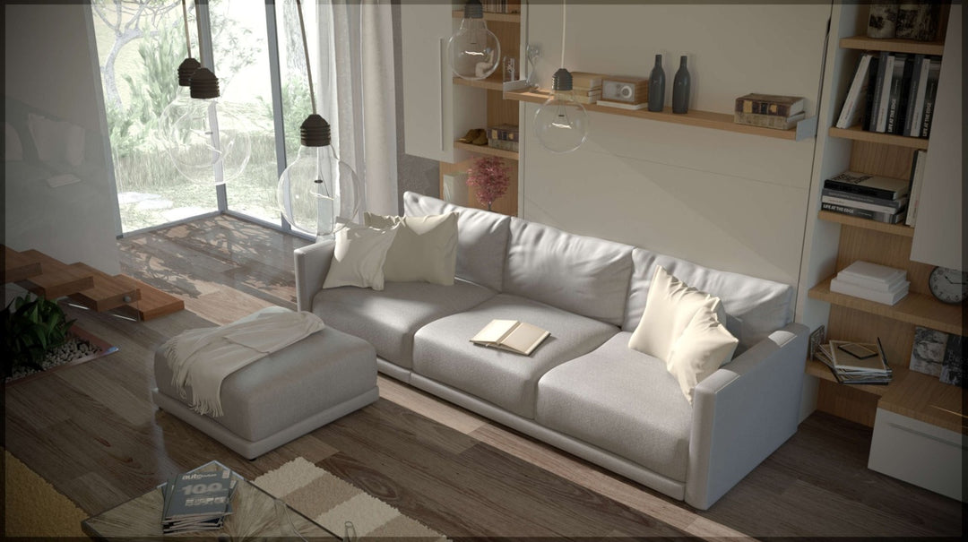 Modern living room showing the City W59 3 seater sofa wall bed. 