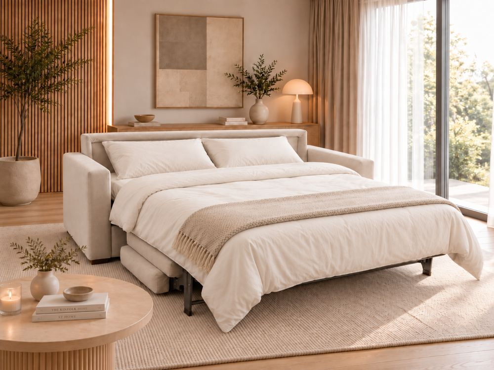 Comfy 14 sofa setup as a bed, made in Italy for everyday use.