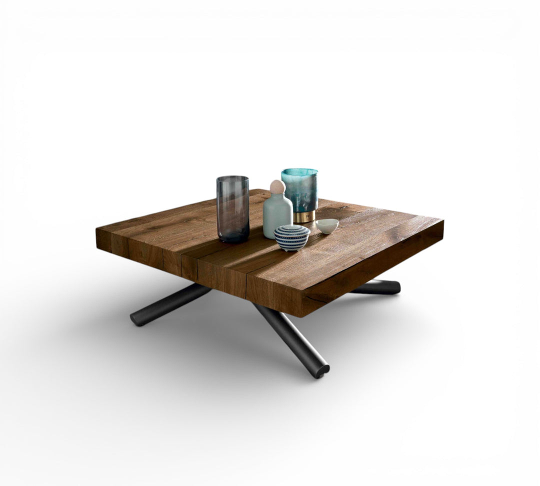 Concept Square wooden coffee table with modern design on a white background