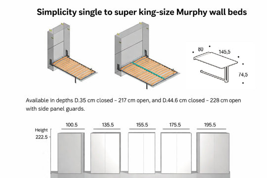 Simplicity Dining wall bed measurements 