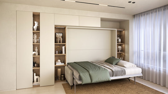 space w12 horizontal sofa wall bed by night