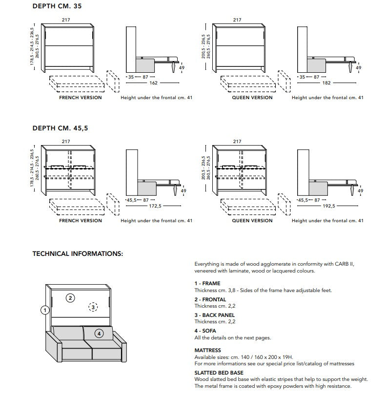 Space W21 Horizontal Sofa Wall bed