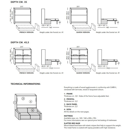 Space W21 Horizontal Sofa Wall bed