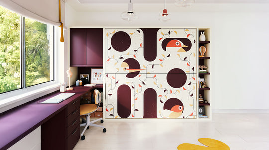 Flap bunk bed, bookshelf, storage unit and office desk in a lacquered finish