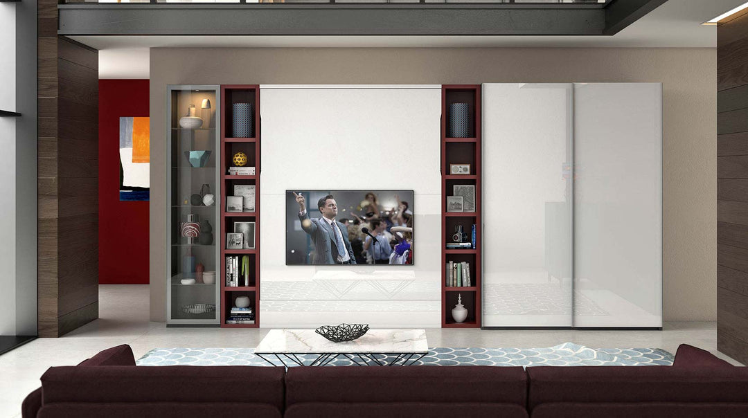 Modern living room with the City TV wall bed