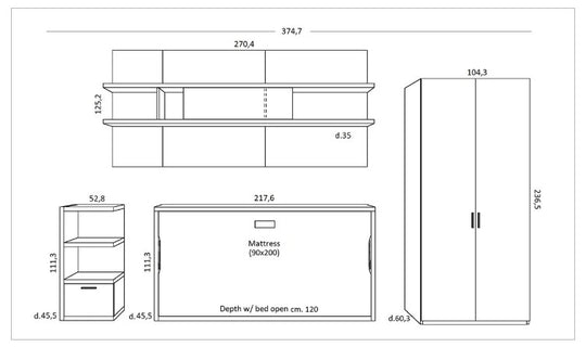 Technical drawing of the Flap composition with dimensions 
