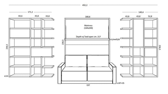 city w57 sofa wall bed measurements