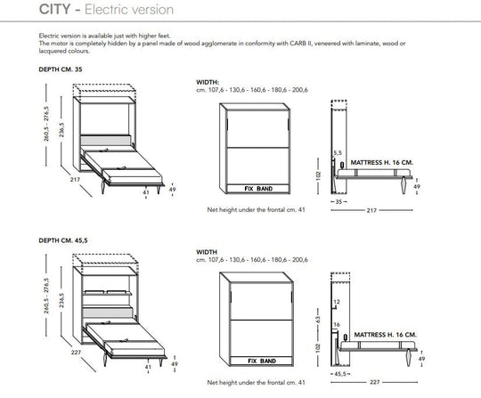 City E Standard electric wall bed