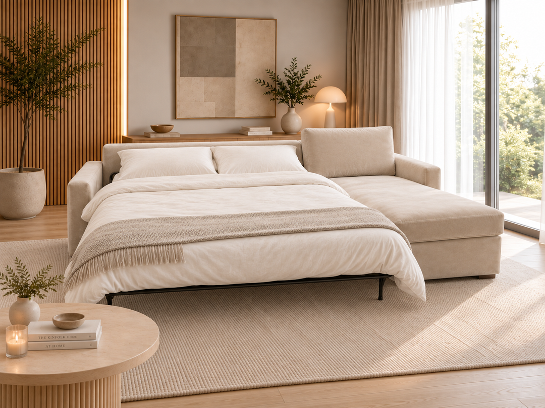 Comfy 18 Lux sofa bed with chaise, king-size bed for everyday use.