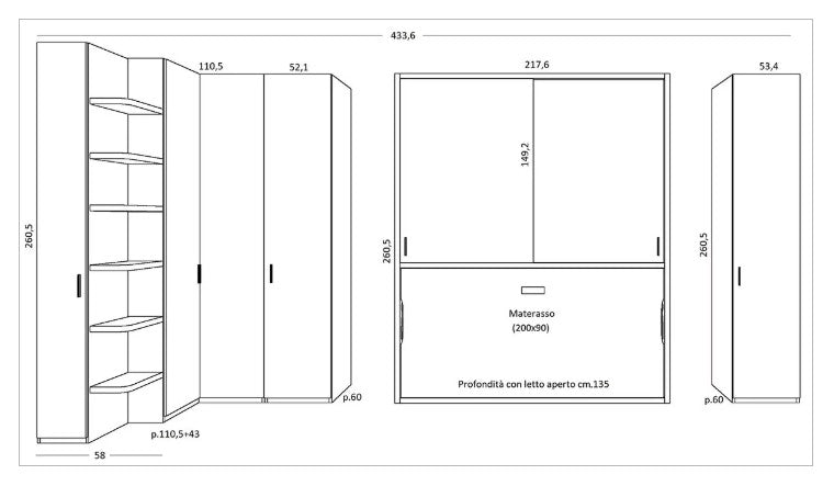 Dimensions of Kali Ponte wall bed composition