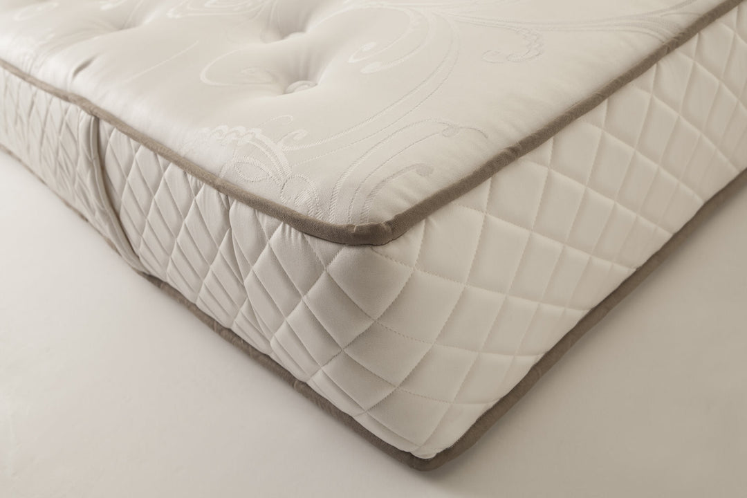 Quilted  Superb mattress cover on a bed with a neutral background