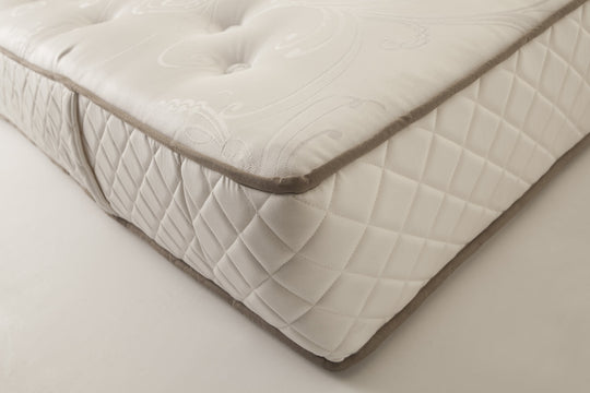 Quilted  Superb mattress cover on a bed with a neutral background