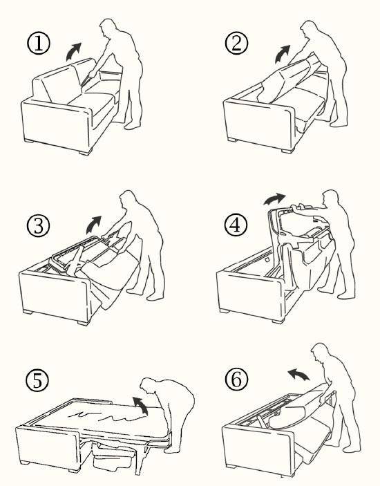 Technical drawing of Clarke sofa or sofa bed 