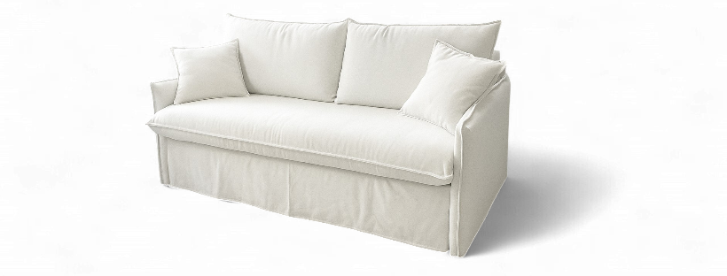 BB Shabby chic sofa bed white linen fabric