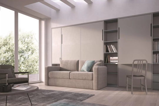 Simplicity Murphy wall bed fronted with sofa, fitted furniture to match