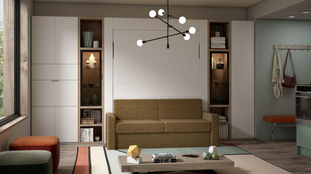 Modern living room with our smart home office unit