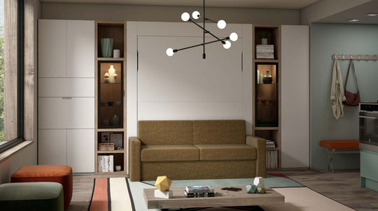 Modern living room with our smart home office unit